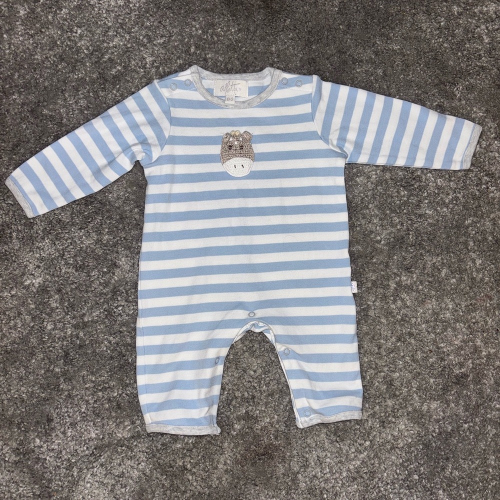 Blue and White Striped Baby One Piece
